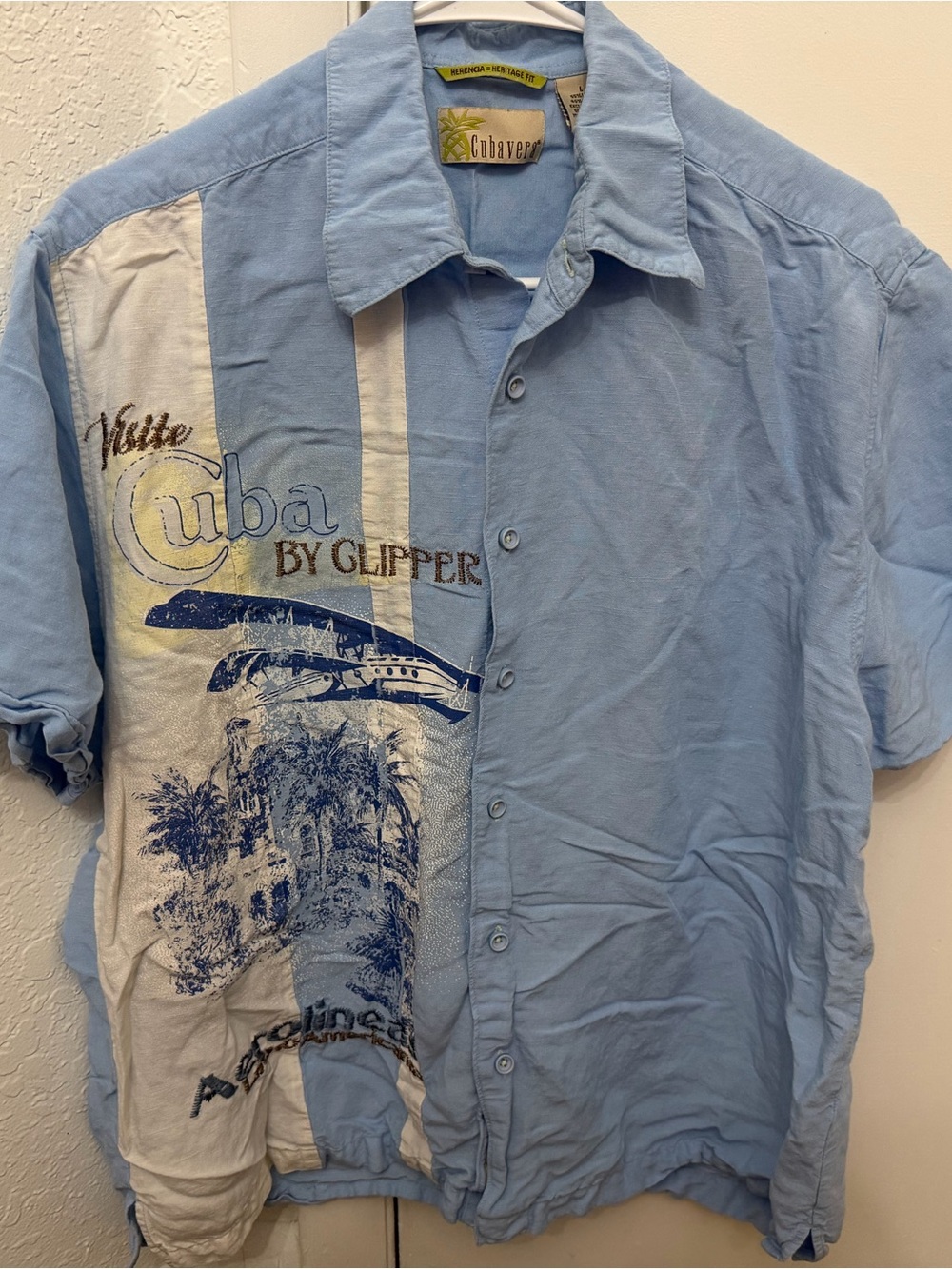 Cuba by Glipper Short Sleeve Shirt - Light Blue